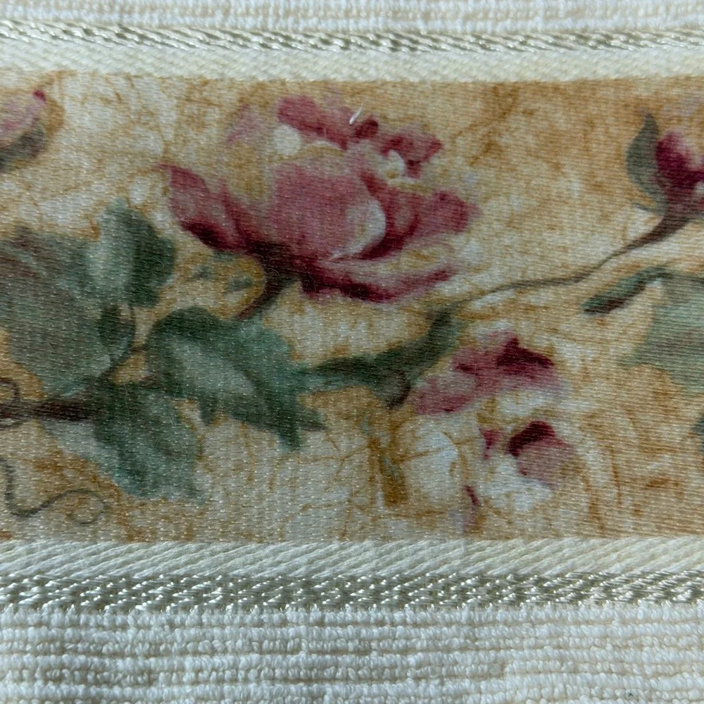 NEW Croscill Floral Rose Ivory Cotton Towel Set 6pc Bath Hand Washcloth Damask